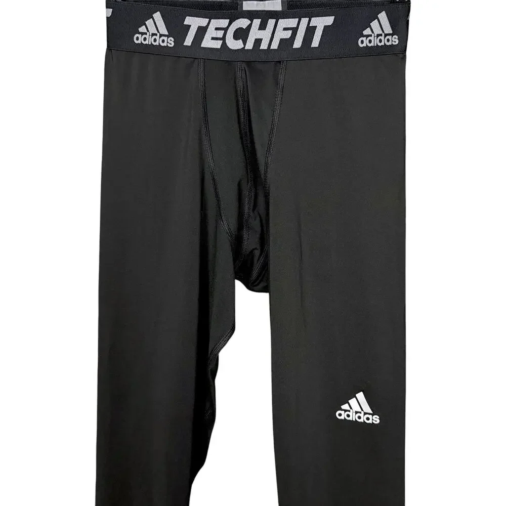 Adidas Mens Large Black Techfit Compression Training Long Tights Gym Workout